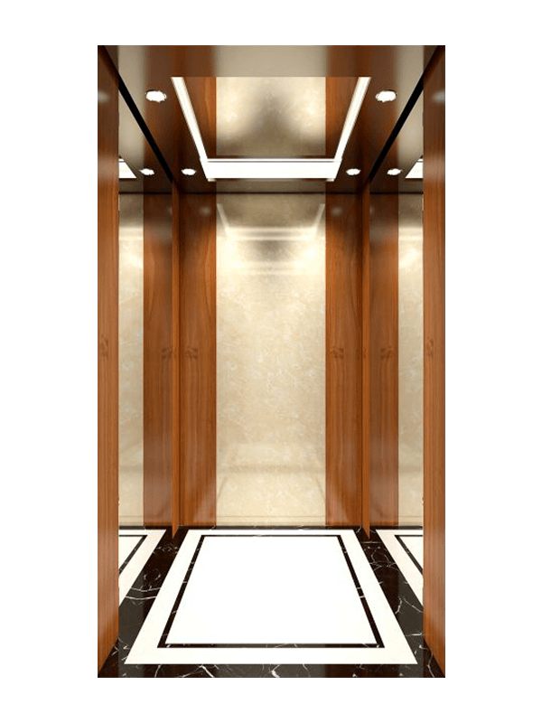 Interno dell'ascensore per passeggeri in marmo imitazione